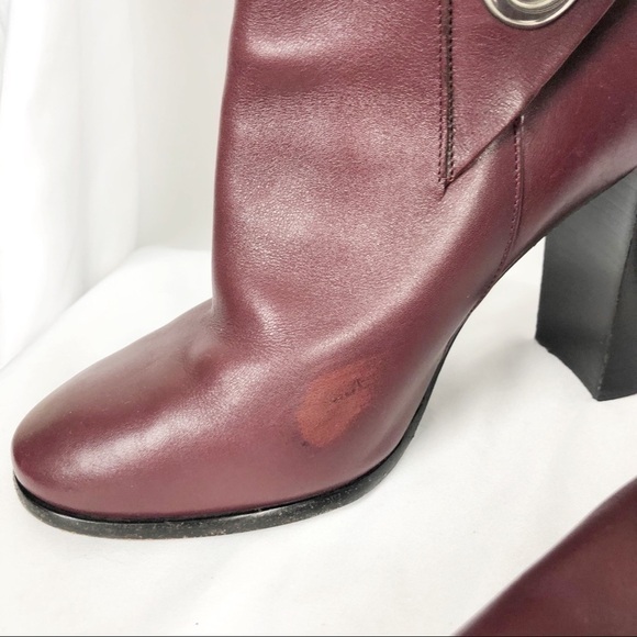 Isabel Marant Ashes Leather Round Toe Buckle Heeled Ankle Boots Red Casual - Picture 5 of 7